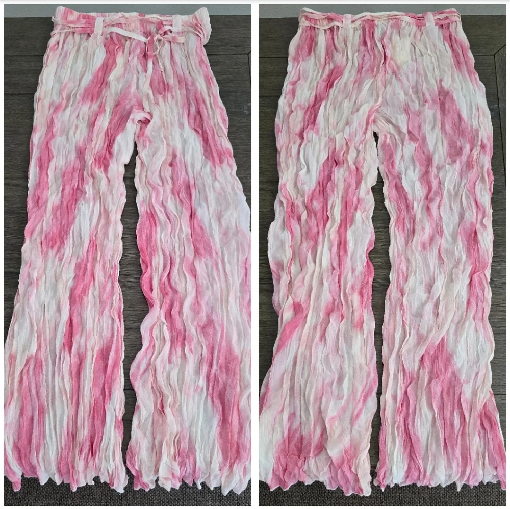 Hot & Delicious Vintage Pink and White Tie-Dye Pants Set, Size Large - Picture 9 of 16